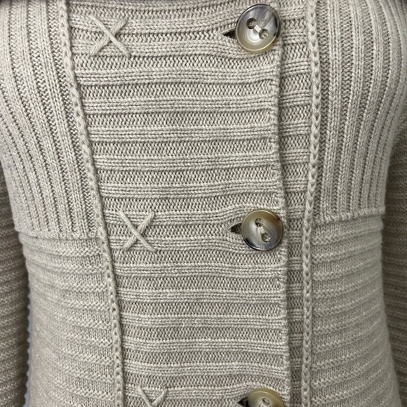 Mantovani Studio 100% Cashmere sweater Duster M Tan Beige Italian Italy Ribbed - Picture 10 of 15